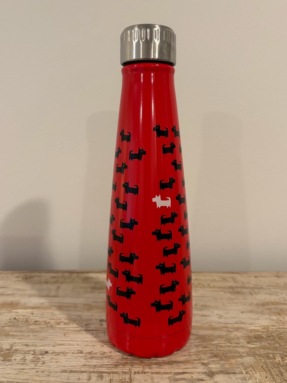 S'well Red Bottle with Black & White Scottie Dog Pattern